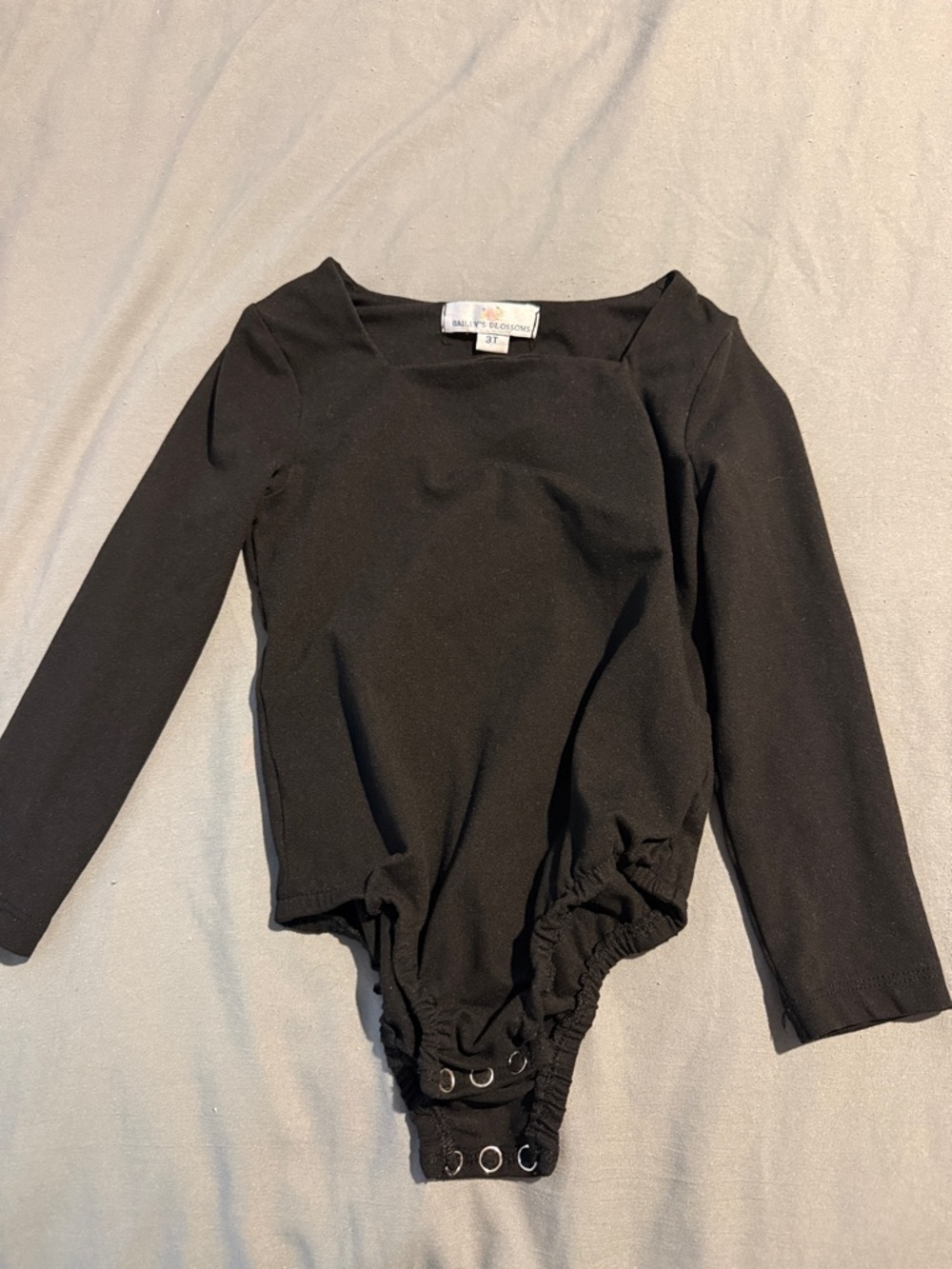 Black Long-Sleeve Kids Bodysuit with Snap Bottom